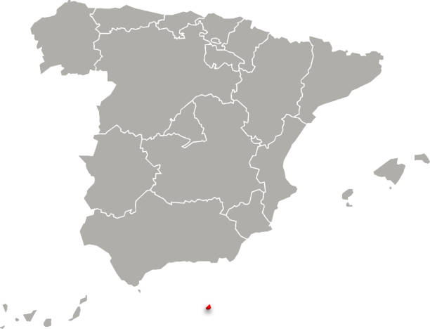 melilla mapa administrativní členění španělska 3d izometrická mapa - španělsko stock ilustrace