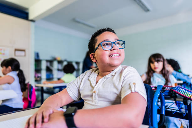 istock Wheelchair student contemplating on classroom at school 2166778390