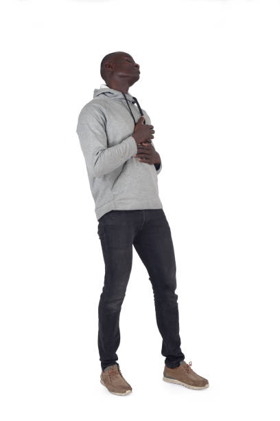 istock man with chest pain getting dizzy on white background 2166785077