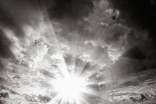 Black and white dramatic cloudy sky