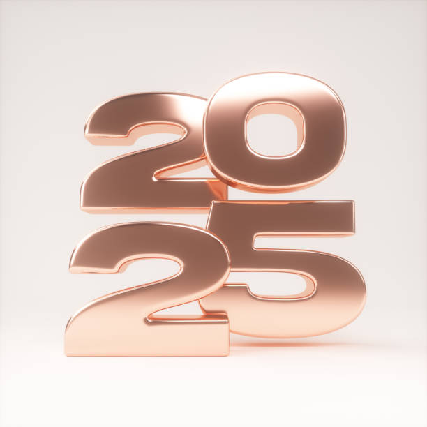 istock 2025 gold 3d numbers on white background. 2166786977