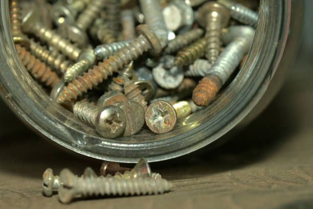 Close-up of amount of different screws