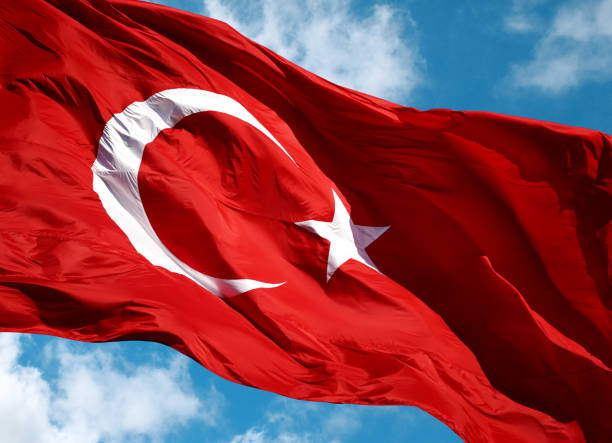 istock The Turkish flag waving in the wind 2166791305