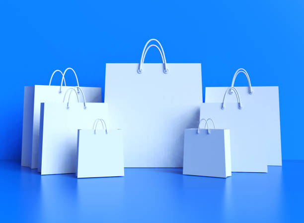 Shopping Bags on blue background
