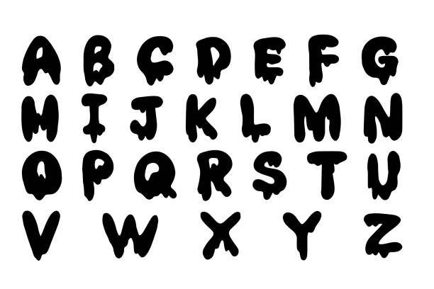 istock Halloween. Flowing alphabet, slime effect. Letters fon letters for printing, ABC set in the style of careless brush strokes and drips, handwritten vector dark scary calligraphy, doodle 2166799419