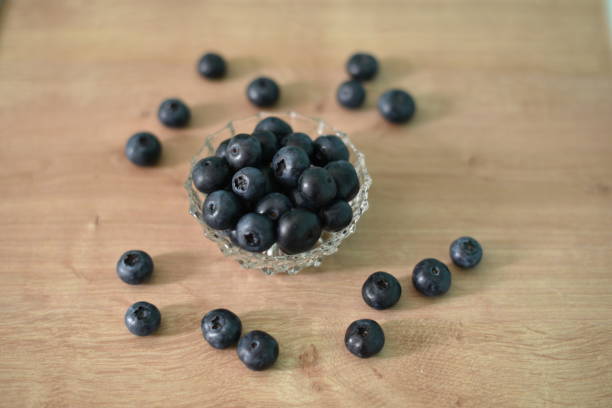 Blueberries in a small glass bowl