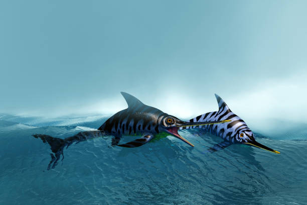 istock Eurhinosaurus Reptile with Juvenile 2166801302
