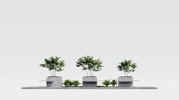 istock architecture garden park landscape terrace nature design modern 3d render. 2166802434