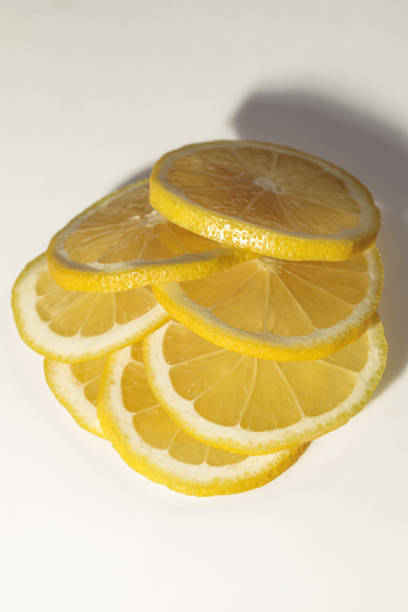 Sliced Lemon on White Background