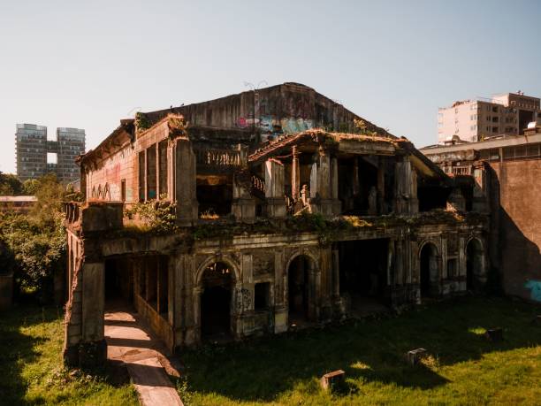 istock Abandoned historic building with overgrown grass in Concepcion, Chile 2166803690