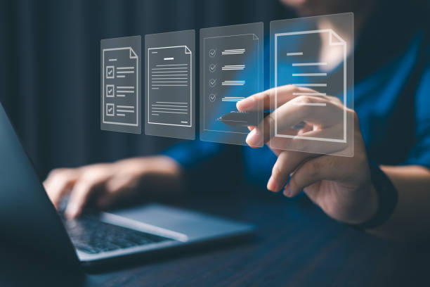 istock Managing business information effectively requires organizing documents and data in an online office database within cyberspace. document, online, business, datum, information, office, cyberspace. 2166810041