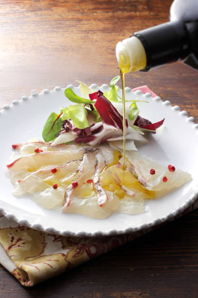 Fish carpaccio is a typical example of a Western dish with a Japanese twist.