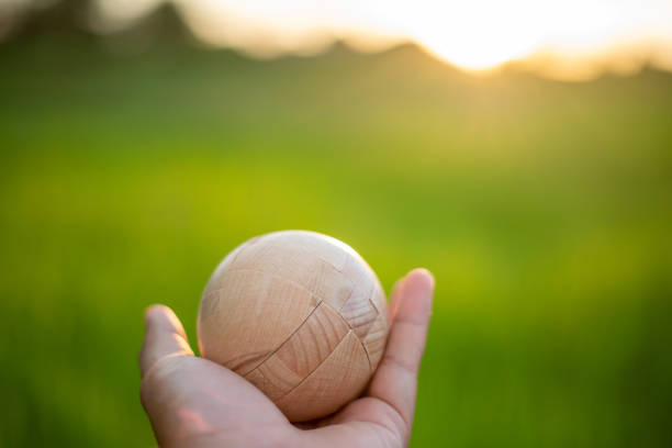 Close-Up Of Wooden Ball On Table
