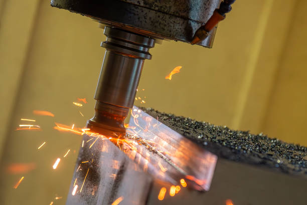 istock The burning chip from wear cutting tools on CNC milling machine. 2166818641