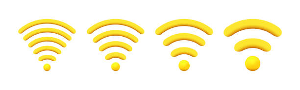 istock Wifi Icon and Signal. Wi-Fi Connection and Network Concept. 3D Yellow Wireless Network. Vector. 2166822474