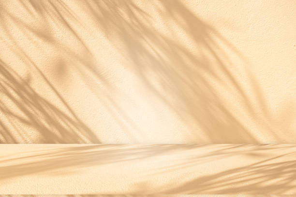 istock Studio style background wall decoration presentation uses white and beige tones. with shadows cast from a nearby window, concept creating a decorative 2166829411