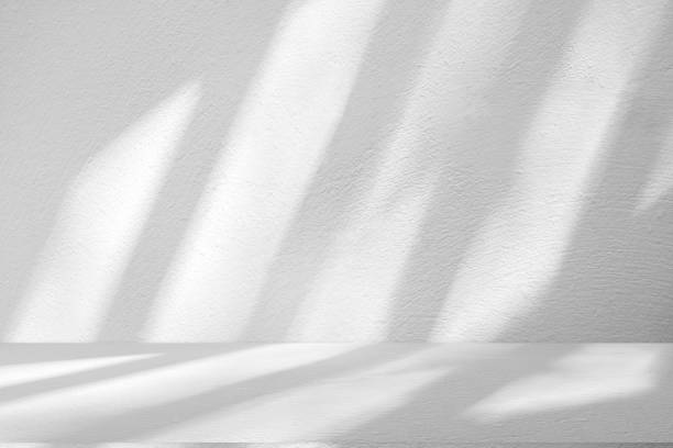 istock Studio style background wall decoration presentation uses white tones. with shadows cast from a nearby window, concept creating a decorative backdrop. 2166829472