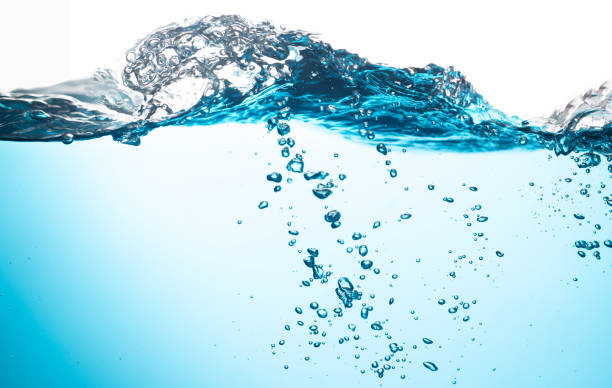 istock Water Wave, Air Bubbles Float Up Under Water. Water Splashing. Oxygen Relaxation. Blue Water Textured on White Background. 2166831031
