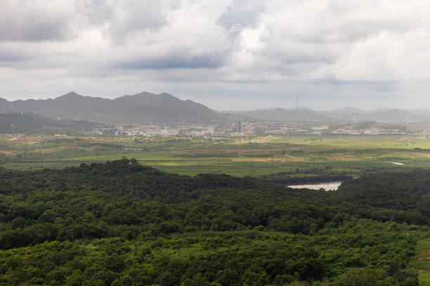 Is a viewing platform on a hill that allows you to see directly into North Korea, Korean Demilitarized Zone, DMZ, Seoul, South Korea