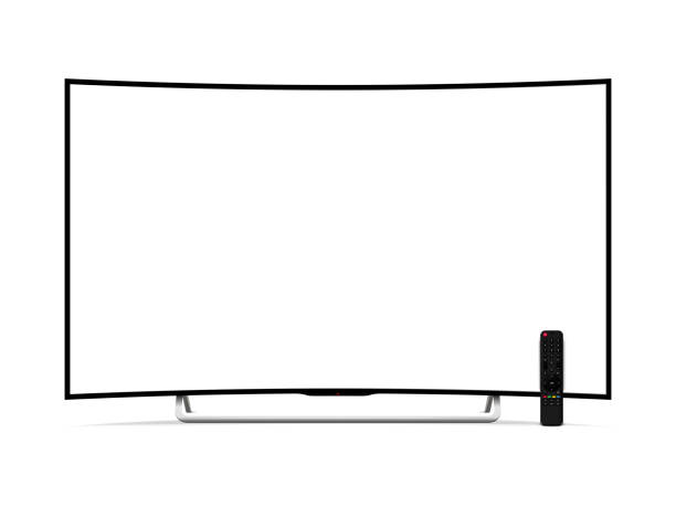 istock Realistic curved tv screen. Smart tv mockup. Blank television template. Vector illustration. 2166837493