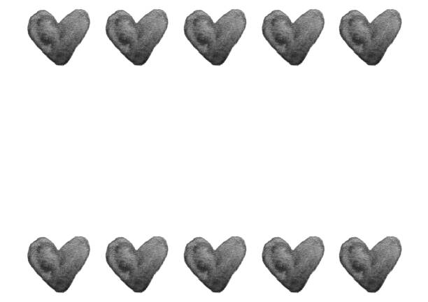 istock Simple frame of black and white hearts in watercolor 2166838321