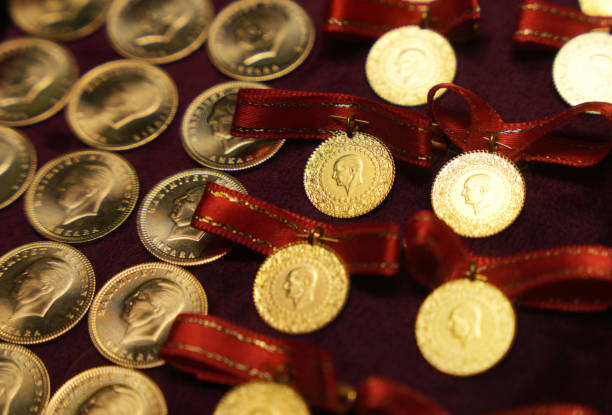 Turkish Gold Coins Close up