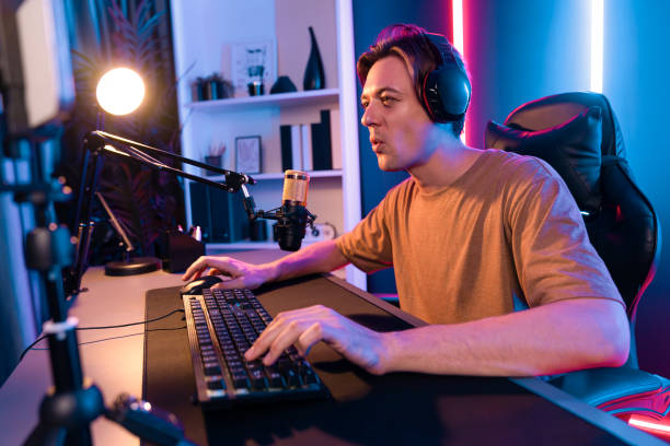 istock Host channel of smart streamer playing online game to be winner. Pecuniary. 2166840722