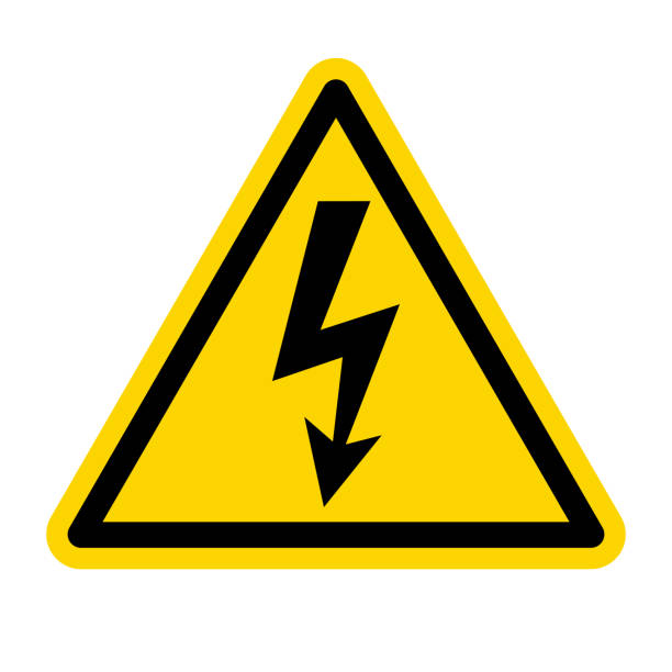 hochspannungs-gefahrenzeichen. elektrische warnung. vektor. - warnschild stock-grafiken, -clipart, -cartoons und -symbole