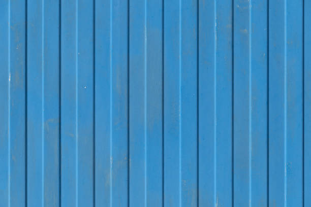 Old blue painted corrugated galvanized iron. Backgrounds and textures.