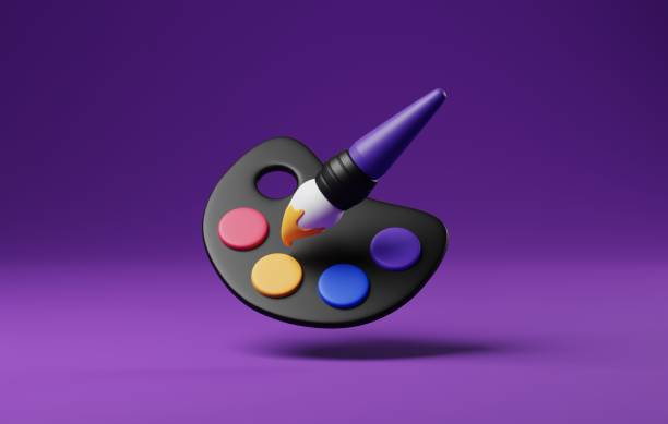 3D icon palette and brush for graphic design. 3D Render