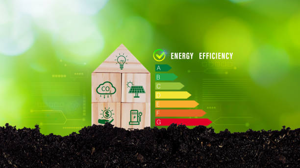 istock Energy efficiency concept, energy efficiency rating for energy efficient house building rate label audit, Renewable energy concept. for background. 2166858373