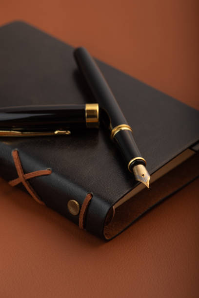 istock Fountain pen, beautiful fountain pen positioned on leather surface, selective focus. 2166859173