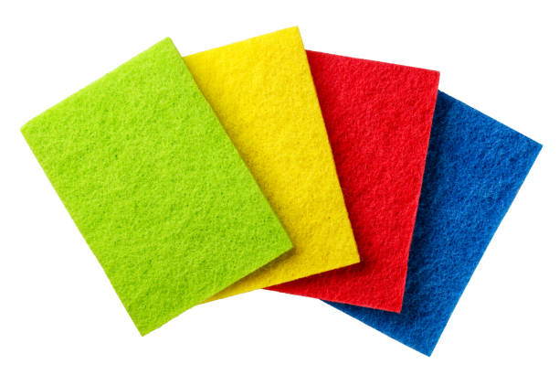 istock Abrasive sponge close-up on a white background. Top view 2166860038