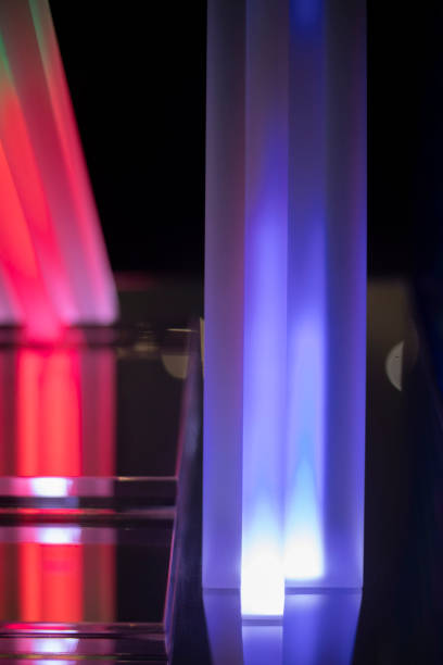 istock Colored platform. Lamps in plastic. Modern illumination of objects. 2166860300