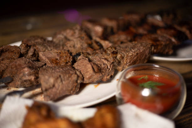 istock Fried meat. Fatty food. Delicious dinner. 2166864076