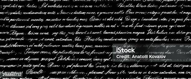Cursive Overlay Seamless Unreadable Poetry Vector Banner Cursive English Text Written ...