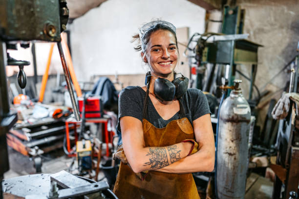 istock Young Female Welder In A Metal Workshop 2166870086