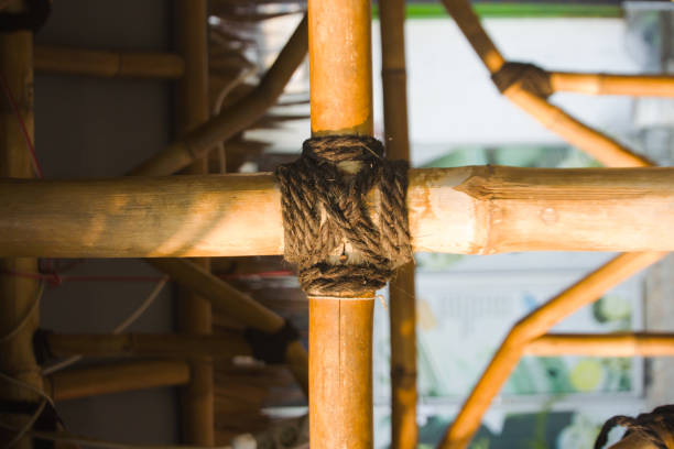 Rope made from palm tree fiber to tie bamboo
