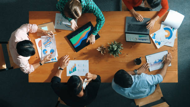 istock Top down view of smart business woman explain and present chart. Convocation. 2166880229
