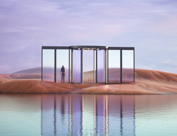 istock Abstract landscape with a door 2166891502