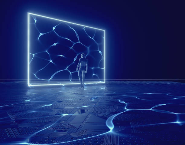 istock Man looks at a futuristic display. 2166891510