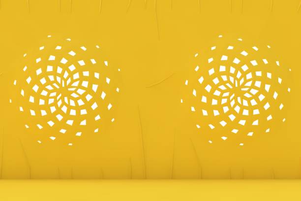 Abstract 3D realistic yellow podium pedestal background with natural lighting scene. Minimal mockup product display presentation, Stage showcase. Platforms vector geometric design