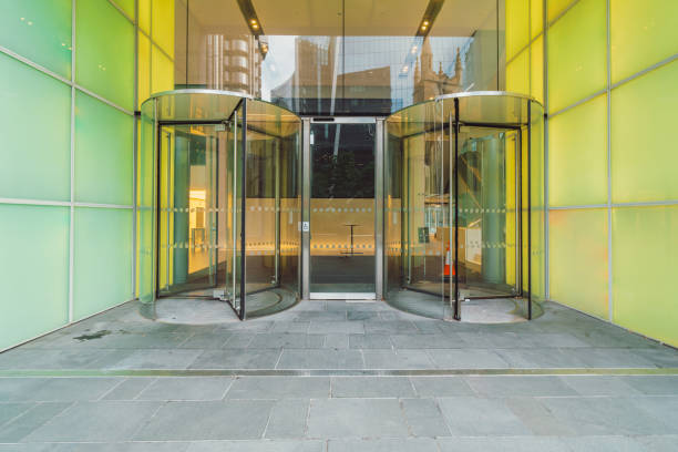 Glass office building entrance