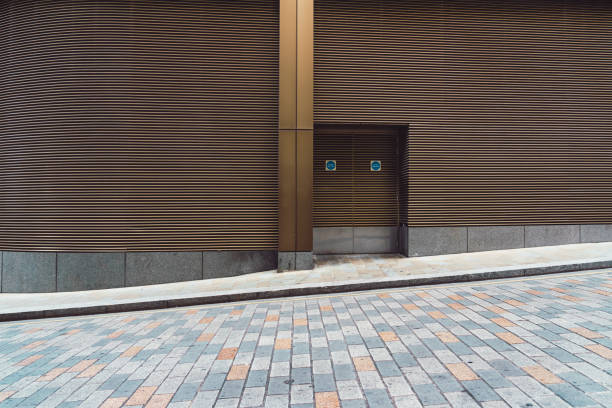 Modern metal fire exit door on the street