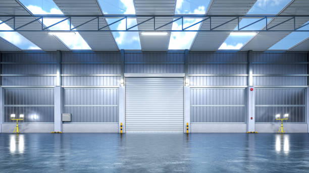 istock Interior of a bright hangar. industrial premises. 3d illustration 2166898954