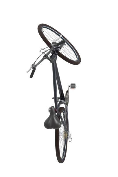 istock Black bicycle standing on kickstand, top view isolated on white background, 3D illustration 2166903737