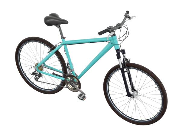 istock Blue teal bicycle, side top view isolated on white background, 3D illustration 2166903776