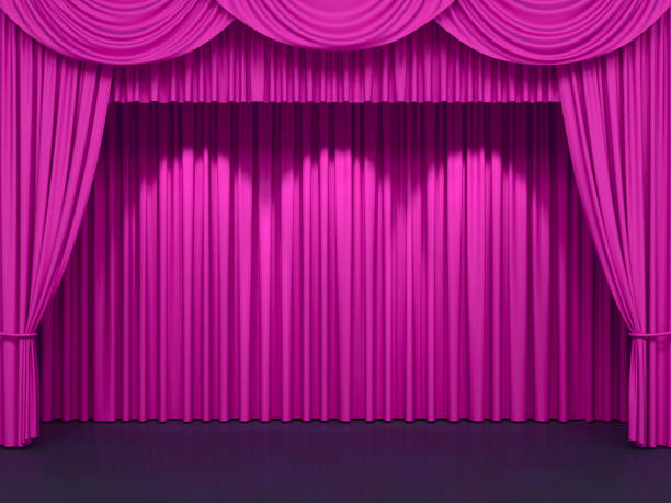 istock Luxury stage or windows curtains, realistic 3D illustration 2166903950