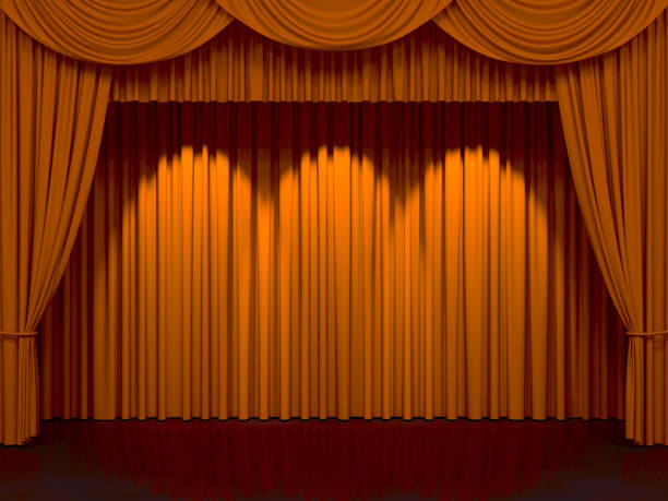 istock Luxury stage or windows curtains, realistic 3D illustration 2166904023