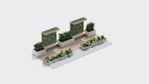 istock isometric top view architecture garden park landscape terrace nature design modern 3d render. 2166906405